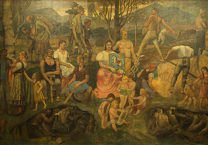 Obraz Alegorie Ostravy od Viléma Wünscheho z roku 1927